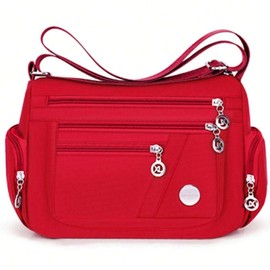 Women's Bag Crossbody Bag New Large Bag Cloth Bag Oxford Single Shoulder Large Capacity Fashion Canvas All-Match Mother Bag For Work Weekend Travel Camping Summer Gym Vacation Holiday - Color: Red