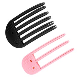 2pcs Wind Shaping Styling Combs for Fluffy Bangs, 3-Tooth & 6-Tooth Instant Hair Root Volumizing Lifting Clips Easy High Crown Volume Tools for Women's Natural Voluminous Looks (Pink, Black)