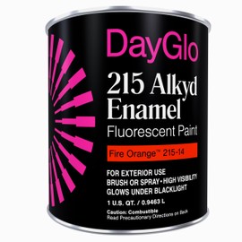 DayGlo Fluorescent Solvent-Based 215 Alkyd Brushing Enamel Paint, high visibility for interiors, arts and crafts, safety applications (Quart, Fire Orange, 215-14)