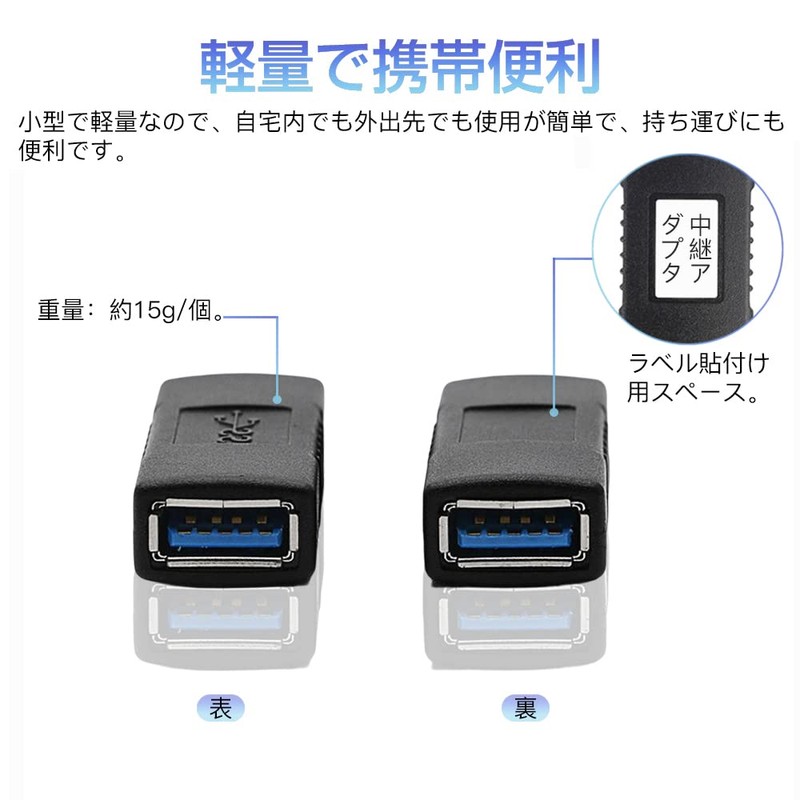 SAMCOS 2-Piece Relay Adapter, USB 3.0 Female, USB Female Female,
