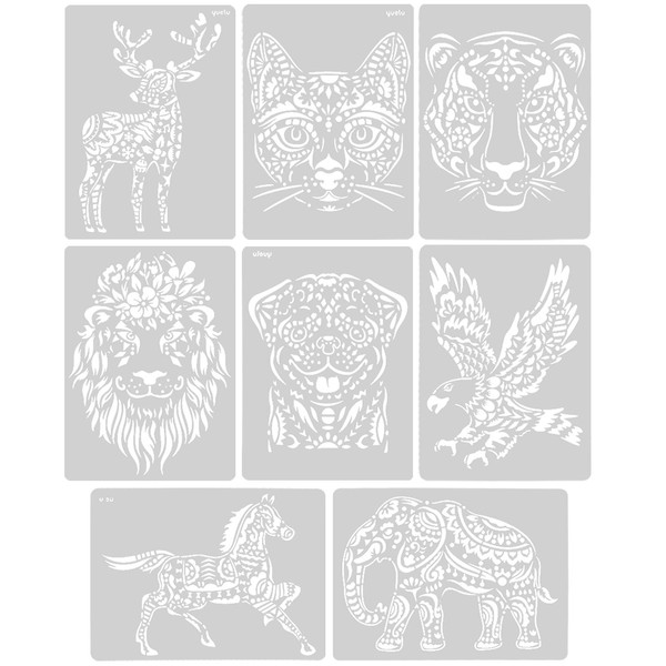 Chstarina 8 Pieces Animals Painting Stencils, DIY Stencils, Animal Stencils,
