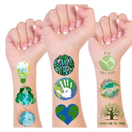 Earth Day Temporary Tattoos - 96pcs Save Earth Tattoo Stickers Environmentally Friendly Gifts, Eco-friendly Party Favors, Birthday Party Decorations Decor Supplies Natures Reward