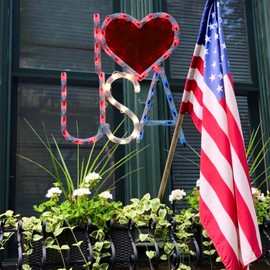 LAMPHOME 50L Independence Day Lights I Love USA Patriotic Window Lights, 4th July Decorations Outdoor Indoor Decor for Home Window Porch