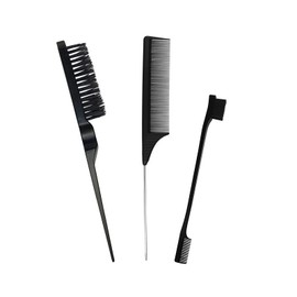 3 Pieces Styling Hair Brush Set, Slick Bristle Hair Brush, Rat Tail Comb Edge Brush for Edge & Back Brushing, Combing Slicking Hair for Women Girls