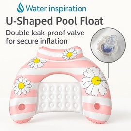 Inflatable Pool Float for Adults – 1 Pack Leaf Design Lounge Chair with Cup Holder – Upgraded Dual Chamber Floatie for Pool, Beach, Lake, Summer Party (Small Chrysanthemum Style: Blue)