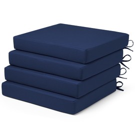 LA COUSSIN Outdoor Chair Cushions Set of 4 Fade Water Resistant, Patio Furniture Cushions with Non-Slip Ties,Square Cushions for Outdoor Furniture and Lawn Dining Chairs, 18.5 x 16 x 3, Navy