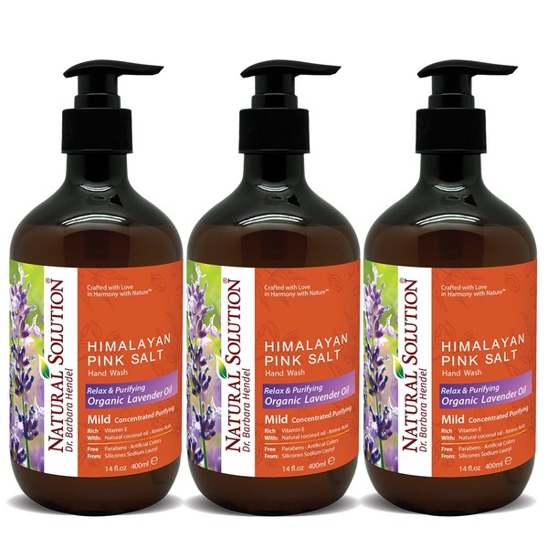 Natural Solution Hand Soap, Made With Himalayan Pink Salt & Lavender Extracts, Nourishing & Moisturizing, Natural Liquid Hand Soap - 14 Oz (Pack Of 3)