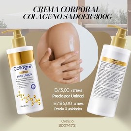 Loción Corporal Hidratante Con Colágeno 300 ml + 1 Par de Mascarilla Para Ojeras de Oro Gold 24k, Fórmula Ligera y Nutritiva, Crema Corporal Todo Tipo
