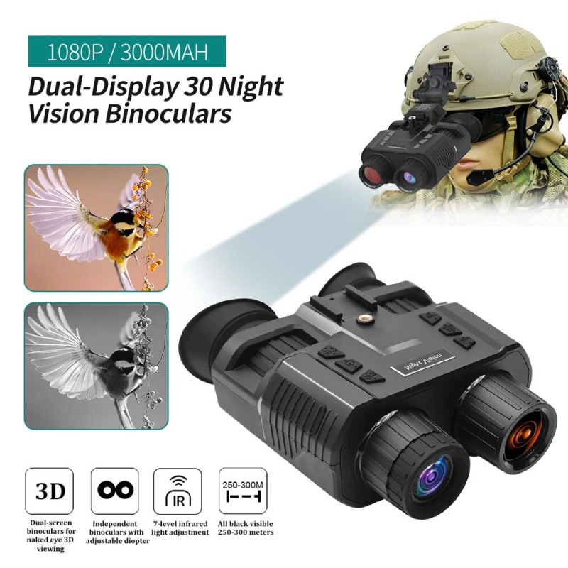 GOYOJO 3D 1080P 4K Night Vision Binoculars Infrared Head Mounted