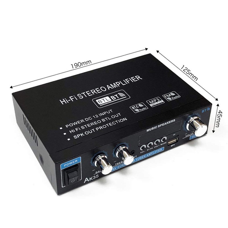TATUM Audio Amplifier with 2 Channels, Bluetooth 5.0, 30W +