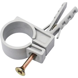 (Pack of 20) Grey Plastic Clamps for 63/64" - 1-4/64" (25-27 mm) Pipes, Hose Hangers, Pipe Clips, Pipe Holders