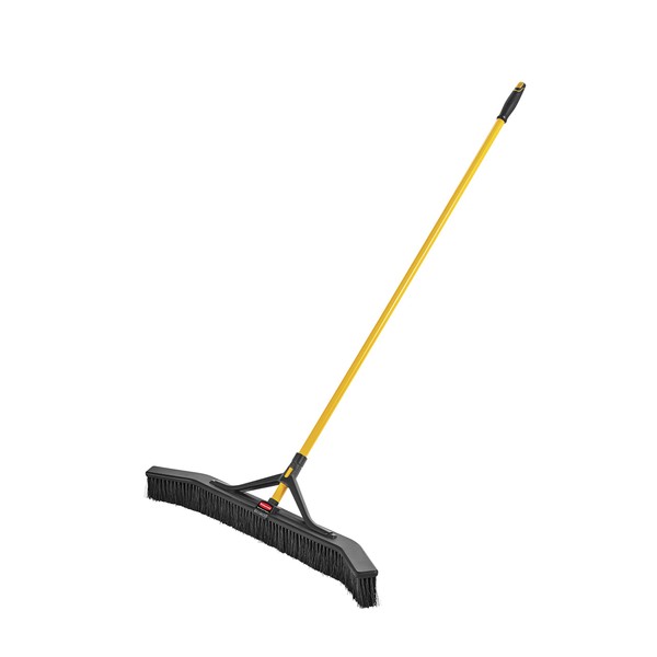 Rubbermaid Commercial Products Maximizer Push-to-Center Broom with Multi-Purpose Bristle, 36" Wide, Black (2018728)