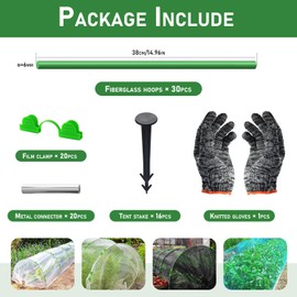 MANOPAWS 30Pcs Garden Hoops for Raised Beds, Greenhouse Hoops for DIY Grow Tunnel, Garden Hoops Grow Tunnel, Greenhouse Garden Grow Tunnel Netting Hoops, Greenhouse Support Hoops Garden Bed Hoops