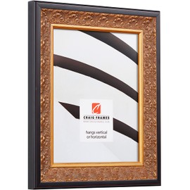 Craig Frames Furio Picture Frame, 18 x 36 Inch, Distressed Gold and Black
