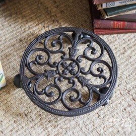 Sungmor Heavy Duty Cast Iron Plant Caddy,11" Round Potted Plant Stand Flower Pot Rack on 3 Solid Wheels,Indoor Outdoor Planter Holder Trolley Casters Rolling Tray