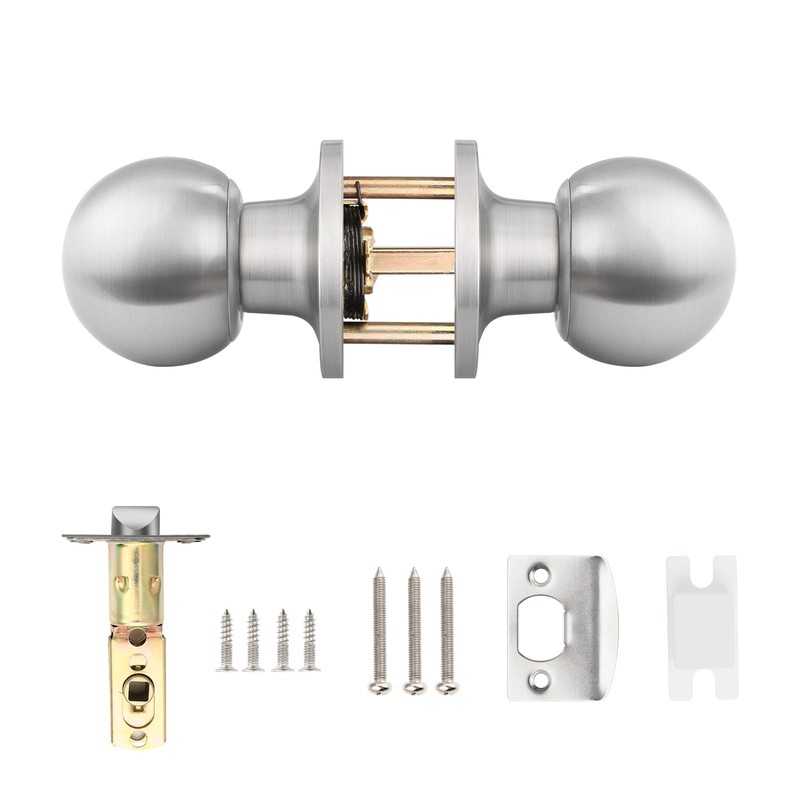 Probrico Brushed Satin Nickel Round Interior Door Handles Passage Door