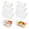 SHAIDOJIO 6 Pack Plastic Mesh Baskets with Wooden Handles, White