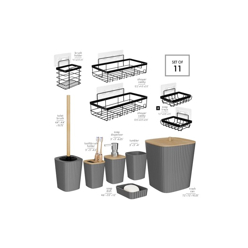 Clara Clark - Juego de Accesorios de baño Gris, Juego