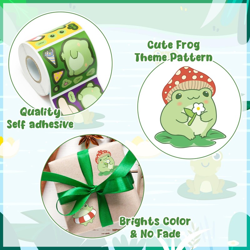 FSzhenloujia 300Pcs Cute Frog Make A Face Stickers Scene Roll