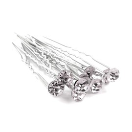 Weddecor Hairpins for Women Girl Pink Curls or any type of hair with Large Rhinestone Wedding Bridal Jewellery Accessory clear