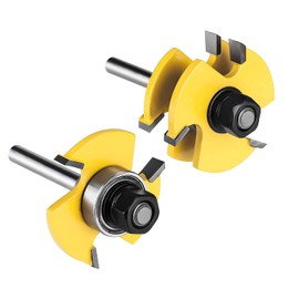 CENPEK Tongue and Groove Set with 2 Pieces 1/4 Inch End Mill Set 3 Teeth Adjustable T-Shape Wood Milling Drill