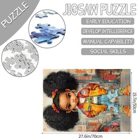 Tucocoo African Girl with Big Hair Jigsaw Puzzles for Adults 1000 Pieces, Streets Art Puzzles Colorful DIY Crafts Puzzles for Home Decoration Gifts, Family Challenging Puzzle Perfect for Game Nights