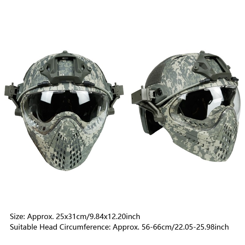 Camouflage Simple Assemble Disassembly Integrated Protection Tactics Helmet with Face