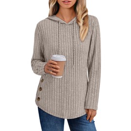 Trendy Queen Womens Hoodies Oversized Sweatshirts Long Sleeve Shirts Sweaters Fall Pullovers Tops Apricot L