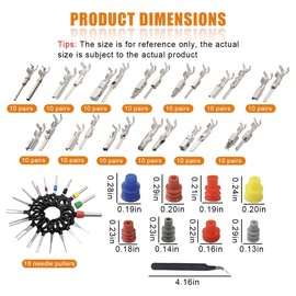 DUSCOKE 500PCS Car Electrical Wire Terminal Pins, 1/1.5/1.8/2.2/2.8/3.5mm Connector Pins Kit, Male Female Crimp Pin Set, Terminal Removal Tool, Non-Insulated Plug Car Wire Harness Pin