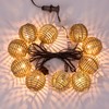 Decorative Outdoor Patio String Lights, Seagrass Rattan Wire Ball Style