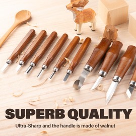 17-in-1 Wood Carving Kit - Wood Carving Tools Set -Wood Carving Knife Set, Whittling Knives Kit, Woodworking Kit Wood Carving Tools Set with Large Wood Boxes for Crafts (Brown)