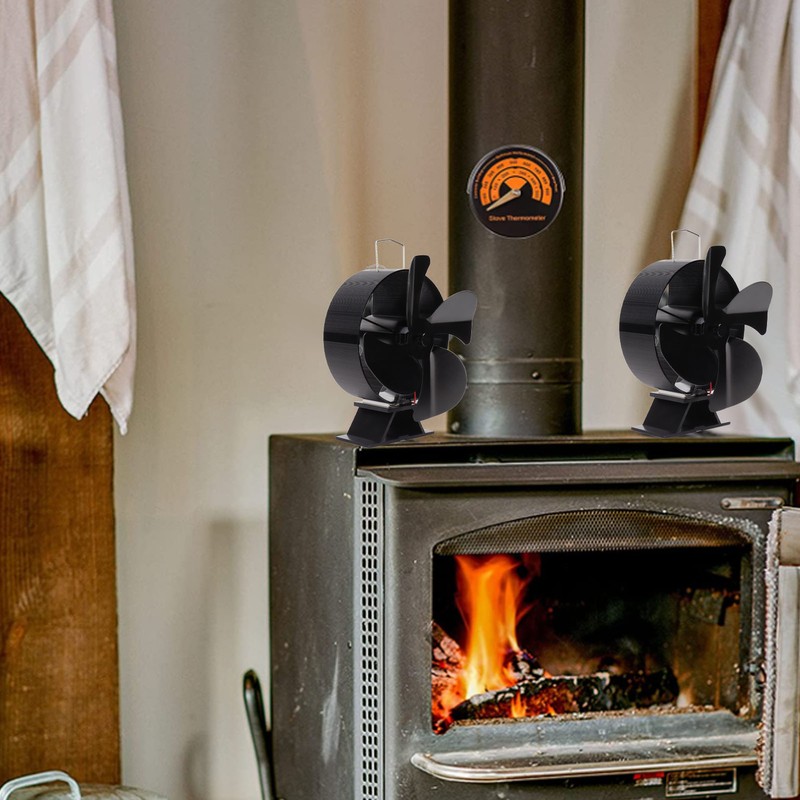 Heat Powered Stove Fan Aluminum Alloy 4 Blades Strong Wind