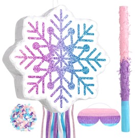 Harrycle Winter Piñata Christmas Piñata Wonderland Themed Piñata with Blindfold Bat for Christmas Princess Winter Theme Birthday Party Supplies Decorations(Pink, Blue,Snowflake)