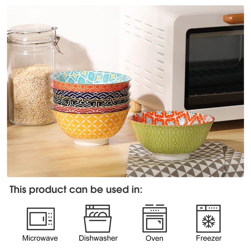 Metahom Ceramic Cereal Bowls, 23 Oz Colorful Soup Bowls, Deep