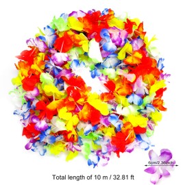 Honbay 32ft Multicolor Flower Leaves Banner Tropical Hawaiian Flower Lei Garland for Party Decorations
