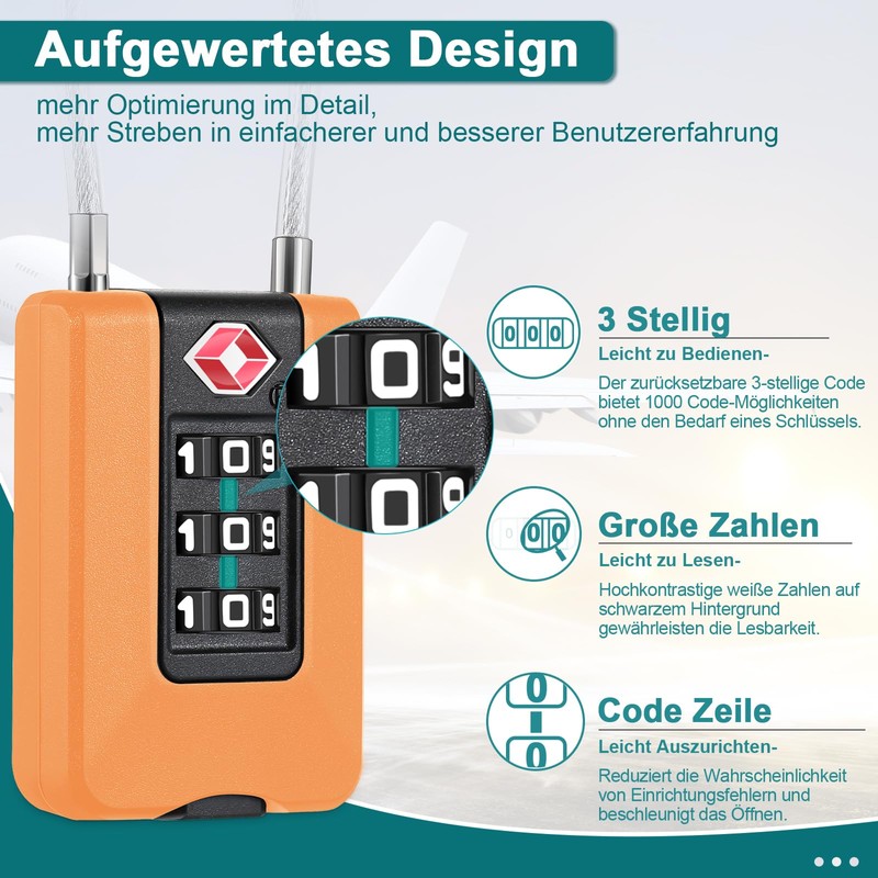 ZHEGE Suitcase Lock Combination Lock 3 Digit TSA Lock (2,