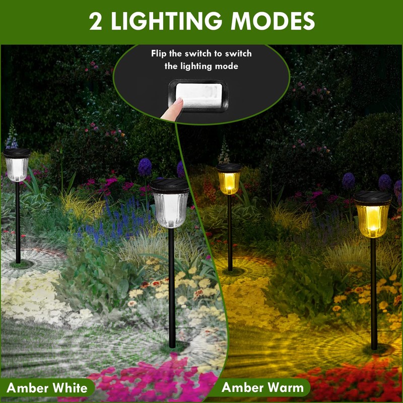 200 Lumen Solar Pathway Lights Outdoor for Yards,2 Pack Pathway