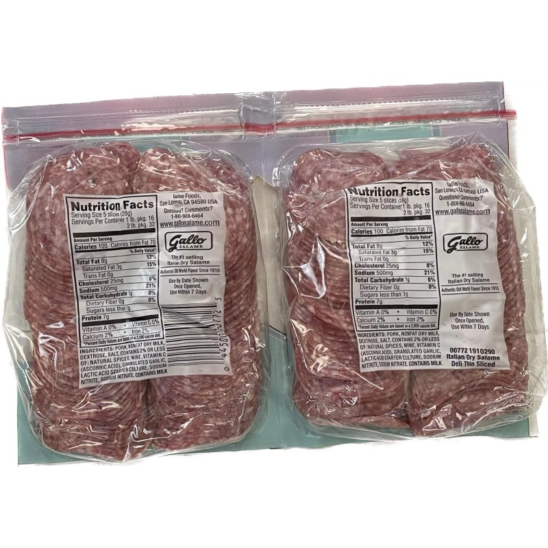 Gallo 2 Pounds Gallo Italian Dry Salame Salami Deli Thin