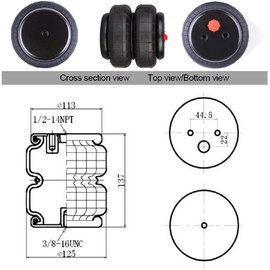 ZHSYMX 2500 lb Universal Replacement Air Spring Bag 1/2" NPT Air Suspension Spring Double Bellow for Heavy Duty Single Port for Trucks 4PCS