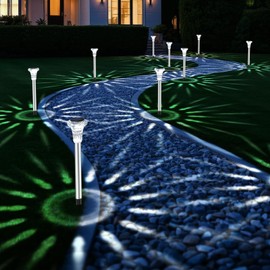 Bowfar Solar Lights for Outdoors, Pack of 6 Solar Lights Garden IP65 Waterproof Garden Lighting, Cool White Stainless Steel Solar Garden Lights for Outdoor Patio Lawn Garden Balcony Paths Yard