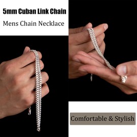 Hadoken 925 Sterling Silver Clasp 3/5/6MM Cuban Link Chain Necklace for Men Women Diamond Cut 16/18/20/22/24/26/28/30 Inches, 30 Inches, Sterling Silver, No Gemstone