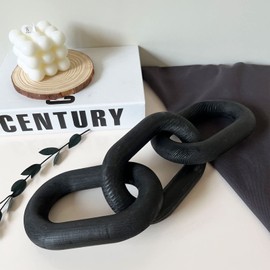 Wood Chain Link Decor3 Link Chain Decoration Pine Wood Carved Modern Home Decoration Used for Farmhouse Decoration Living Room Bedroom Bookcase Porch Decoration (A)