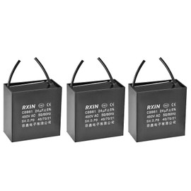 YOKIVE 3Pcs Ceiling Fan Capacitor CBB61, Metallized Polypropylene Film Capacitor Great for Fans Pumps Motors Running (24uF 450V AC 2 Wires 50/60Hz)