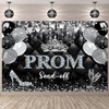 2025 Prom Send Off Backdrop 7x5FT Black Silver Glitter Prom
