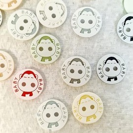 MajorCrafts® 48pcs 12.5mm 'Baby' Printed 2 Holes Round Resin Sewing Buttons Arts & Crafts Embellishments (Random Mixed Colours)