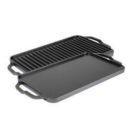 Lodge 19.5" X 10" Cast Iron Reversible Grillgriddle - Double Burner Griddle - Indoor & Outdoor Cooking - Superior Heat Retention - Reversible Grill Griddle - Made in the USA