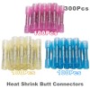 300PCS 22-10 AWG Waterproof Heat Shrink Butt Wire Connectors Crimp