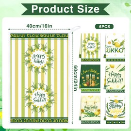 InIsaJace Sukkot Kitchen Towels Decorations, 6PCS Hebrew Jewish Lulav Dish Cloth Set, Lemon Tea Hand Towels Happy Sukkot Gifts Supplies(16 X 24 Inches)