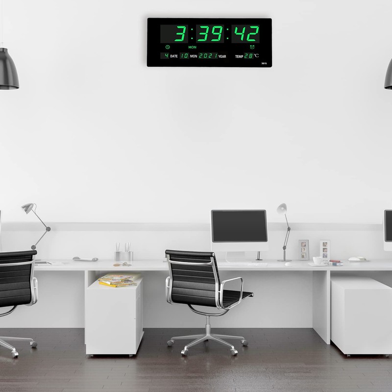 14.1 Inch Oversized LED Digital Wall Clock with Indoor Temperature,