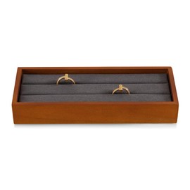 Yinbeini Ring Holder, Jewelry Organizers And Storage,Wooden Ring Display,Premium Earring Display For Vendors,Luxury Jewelry Stand,Grey Jewlery Holder,3 Slot Jewelry Tray